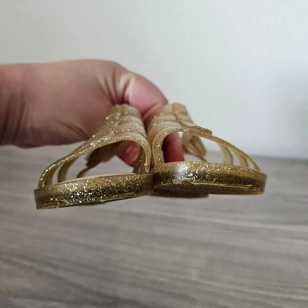 Mini Melisa Flox Sandal Glitter Gold Jelly Shoes Toddlers Little Kids USA 7